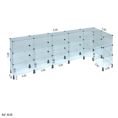 Menor preço em Balcão de Atendimento L Modulado em Vidro 2,50 x 1,00 x 1,00 - Balcãonet