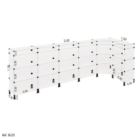 Menor preço em Balcão de Atendimento L Modulado em Vidro 2,50 x 1,10 x 1,00 - Balcãonet