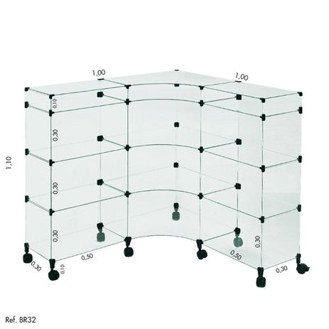 Balcão de Atendimento L Modulado em Vidro com Rodízios 1,00 x 1,10 x 1,00 - Balcãonet Menor preço em Balcão de Atendimento L Modulado em Vidro com Rodízios 1,00 x 1,10 x 1,00 - Balcãonet