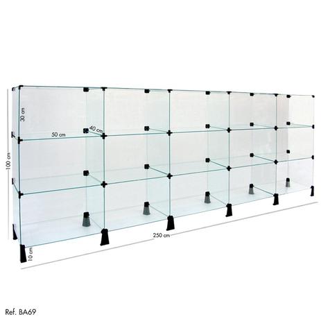 Balcão de Atendimento Modulado em Vidro - 2,50 x 1,00 X 0,40 - Balcãonet Menor preço em Balcão de Atendimento Modulado em Vidro - 2,50 x 1,00 X 0,40 - Balcãonet