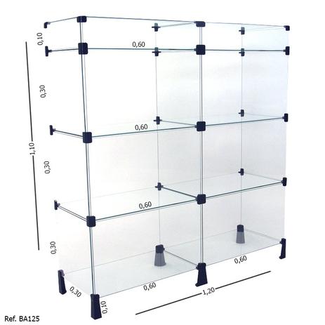 Balcão de Atendimento Modulado em Vidro com Porta Bijuteria - 1,20x 1,10 x 0,30 - Balcãonet Menor preço em Balcão de Atendimento Modulado em Vidro com Porta Bijuteria - 1,20x 1,10 x 0,30 - Balcãonet