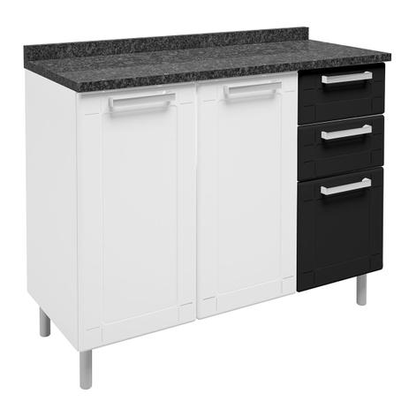 Balcão De Cozinha Bertolini Múltipla 2 Gavetas Branco/Preto Com Tampo Menor preço em Balcão De Cozinha Bertolini Múltipla 2 Gavetas Branco/Preto Com Tampo