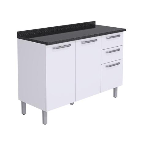 Balcão de Cozinha Cacau com Tampo 3 PT 2 GV Branco - Itatiaia Menor preço em Balcão de Cozinha Cacau com Tampo 3 PT 2 GV Branco - Itatiaia