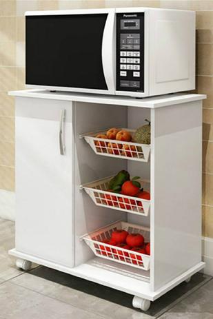 Balcão de Cozinha Casamia 196 1 Porta com Cesto Multiuso Branco Menor preço em Balcão de Cozinha Casamia 196 1 Porta com Cesto Multiuso Branco