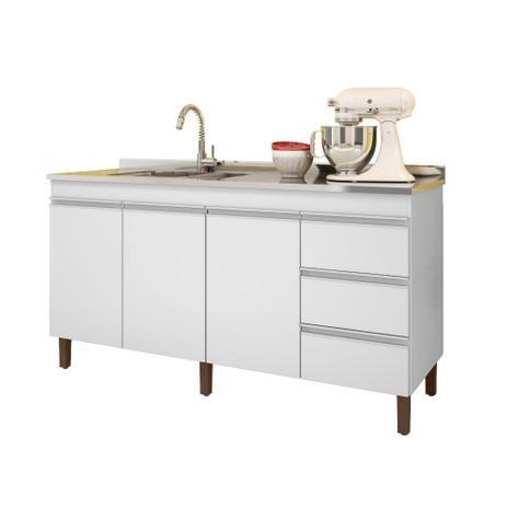 Balcão de Cozinha Karen 159 cm Branco Peternella Móveis Menor preço em Balcão de Cozinha Karen 159 cm Branco Peternella Móveis