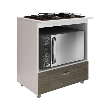 Balcão de Cozinha Lívia para Cooktop 4 Bocas 1 PT Branco e Smoked - Completa Móveis Menor preço em Balcão de Cozinha Lívia para Cooktop 4 Bocas 1 PT Branco e Smoked - Completa Móveis