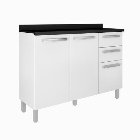 Balcão de Cozinha Pérola I com Tampo 3 PT 2 GV Branco - Valdemóveis Menor preço em Balcão de Cozinha Pérola I com Tampo 3 PT 2 GV Branco - Valdemóveis