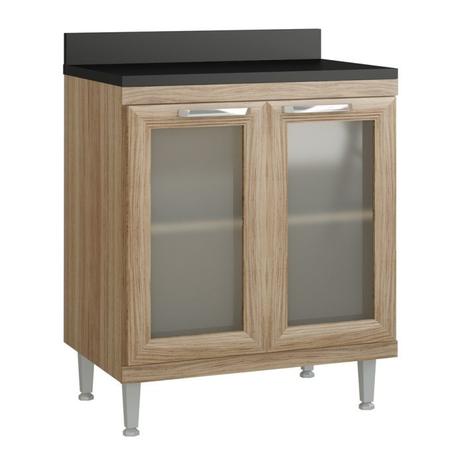 Balcao Duplo Portas Vidro Sicilia Argila Multimoveis 70 CM - Multimóveis Menor preço em Balcao Duplo Portas Vidro Sicilia Argila Multimoveis 70 CM - Multimóveis