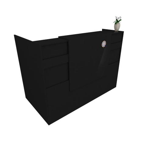 Balcão em L para Recepção Caixa 150cm - Mdf Preto 1 - Ondetemaqui.com Menor preço em Balcão em L para Recepção Caixa 150cm - Mdf Preto 1 - Ondetemaqui.com