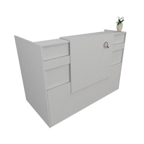 Balcão em L Recepção Caixa 150cm - Mdf Branco - 1-1 - Ondetemaqui.com Menor preço em Balcão em L Recepção Caixa 150cm - Mdf Branco - 1-1 - Ondetemaqui.com
