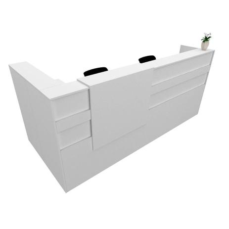 Balcão em L Recepção Caixa 250cm - Mdf branco -1-1 - Ondetemaqui.com Menor preço em Balcão em L Recepção Caixa 250cm - Mdf branco -1-1 - Ondetemaqui.com