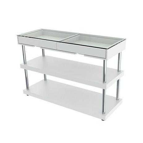 Balcão expositor Comac modelo Totem com vidro 2 gavetas 2 prateleiras tam. 135x90x50 cm Menor preço em Balcão expositor Comac modelo Totem com vidro 2 gavetas 2 prateleiras tam. 135x90x50 cm