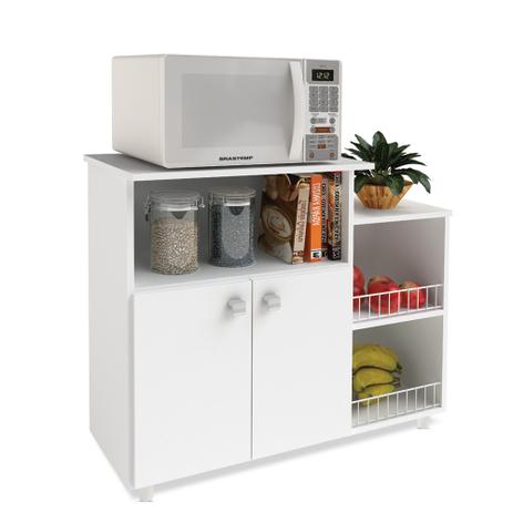 Balcão Fruteira para Micro-ondas e Bebedouro com 2 Portas 1 Prateleira e 1 Nicho   Lacca  Branco é boa?