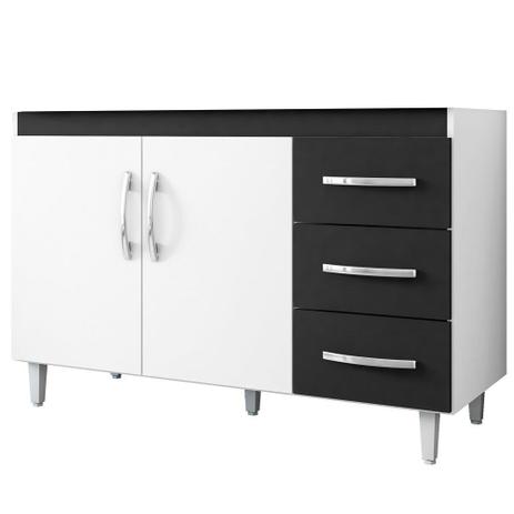 Balcão Gabinete de Pia 100cm 2 Portas 3 Gavetas Isabel Branco/Preto - AJL Móveis é boa?