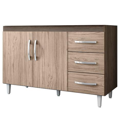 Balcão Gabinete de Pia 100cm 2 Portas 3 Gavetas Isabel Castanho/Avelã - AJL Móveis Menor preço em Balcão Gabinete de Pia 100cm 2 Portas 3 Gavetas Isabel Castanho/Avelã - AJL Móveis