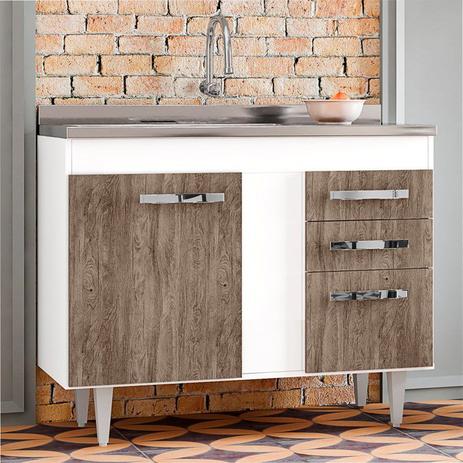 Balcão Gabinete de Pia 100cm Viena 2 Portas Branco/Castanho - Lumil Móveis é boa?