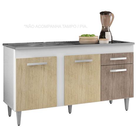 Balcão Gabinete de Pia 150cm Montreal 3 Portas Branco/Carvalho/Castanho - Lumil Móveis é boa?