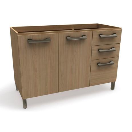 Balcão Gabinete de Pia Sense 120 cm 02 Portas 03 Gavetas Nature - Kappesberg Menor preço em Balcão Gabinete de Pia Sense 120 cm 02 Portas 03 Gavetas Nature - Kappesberg