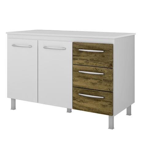 Balcão Gabinete para Pia de 100cm Moblis Lolla 2 portas e 3 gavetas Branco/Castanho - Móblis é boa?