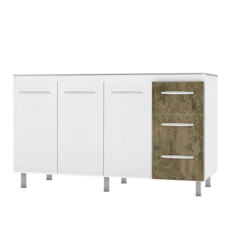 Balcão Gabinete para Pia de 150cm Moblis Betina 3 portas e 3 gavetas Branco/Castanho - Móblis é boa?
