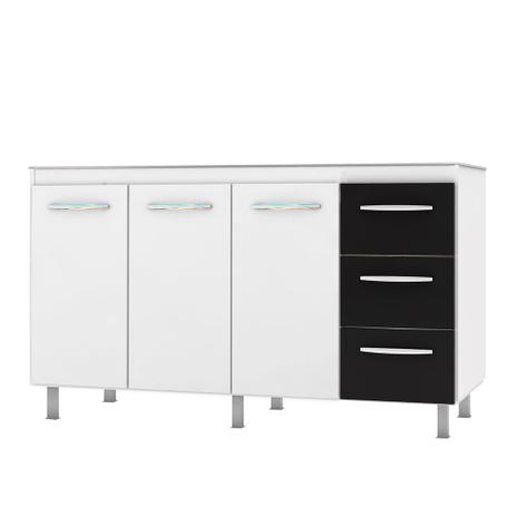 Balcão Gabinete para Pia de 150cm Moblis Betina 3 portas e 3 gavetas Branco/Preto é boa?