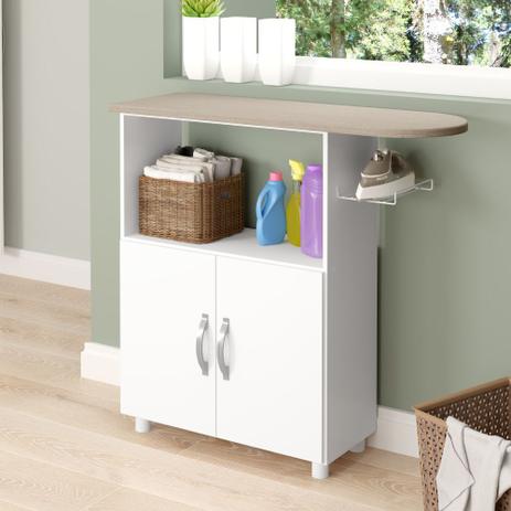 Balcão Multiuso 2 Portas com Tábua de Passar - Branco - Multimóveis Menor preço em Balcão Multiuso 2 Portas com Tábua de Passar - Branco - Multimóveis
