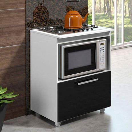 Balcão P/ Cooktop 4 e 5 Bocas Branco/Preto Multimóveis Menor preço em Balcão P/ Cooktop 4 e 5 Bocas Branco/Preto Multimóveis