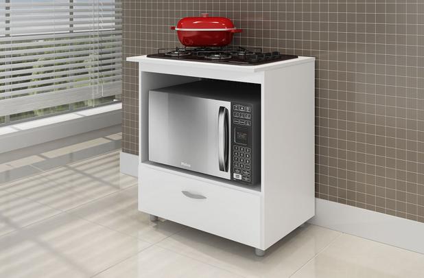 Balcão para Cooktop 4 Bocas e Microondas BL 140 Branco Completa Móveis Menor preço em Balcão para Cooktop 4 Bocas e Microondas BL 140 Branco Completa Móveis