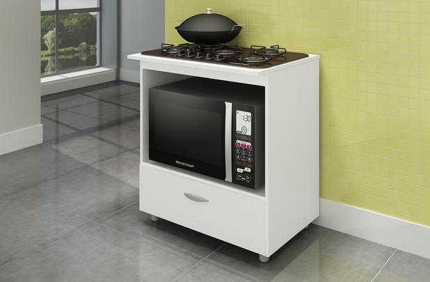 Balcão para Cooktop 5 Bocas e Microondas BL 150 Branco Completa Móveis Menor preço em Balcão para Cooktop 5 Bocas e Microondas BL 150 Branco Completa Móveis