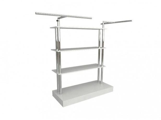 Balcão para exposição 4 niveis Comac em MDF e cabideiro duplo Tamanho 170 x 130 x 50 cm alumínio Menor preço em Balcão para exposição 4 niveis Comac em MDF e cabideiro duplo Tamanho 170 x 130 x 50 cm alumínio