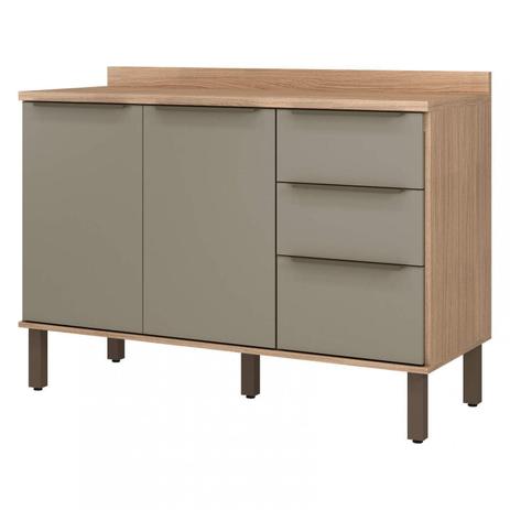 Balcão para Pia de Cozinha 2 Portas 3 Gavetas 120cm Verace Visão Móveis Havana/Taupe Menor preço em Balcão para Pia de Cozinha 2 Portas 3 Gavetas 120cm Verace Visão Móveis Havana/Taupe
