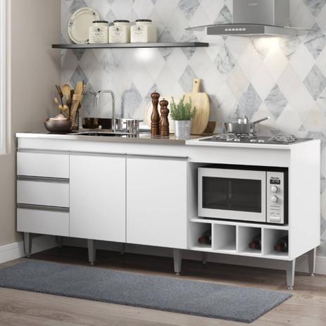 Balcão para Pia de Cozinha Completo 182 Cm Adega Cooktop 02 Portas 3 Gv MDP Branco 2035 - MENU - Menu Móveis é boa?