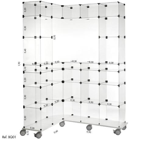 Balcão Quiosque L Modulado em Vidro - 1,20 x 1,90 x 0,90 - Balcãonet Menor preço em Balcão Quiosque L Modulado em Vidro - 1,20 x 1,90 x 0,90 - Balcãonet