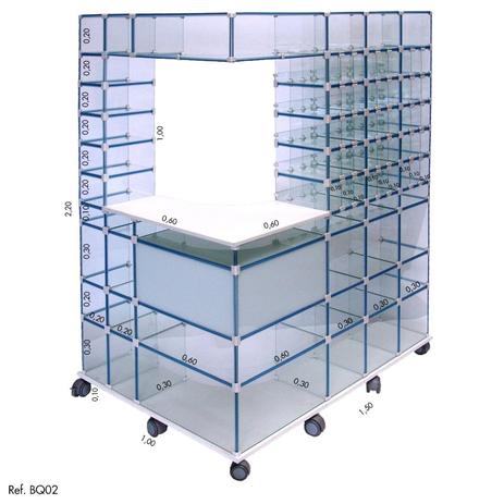 Balcão Quiosque L Modular em Vidro - 1,00 x 2,20 x 1,50 - Balcãonet Menor preço em Balcão Quiosque L Modular em Vidro - 1,00 x 2,20 x 1,50 - Balcãonet