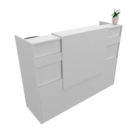 Balcão Recepção Caixa 130cm - 1 Gaveta - Mdf Branco 1-1 - Ondetemaqui.com Menor preço em Balcão Recepção Caixa 130cm - 1 Gaveta - Mdf Branco 1-1 - Ondetemaqui.com