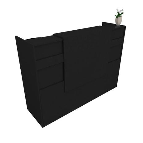 Balcão Recepção Caixa 130cm - Mdf Preto 1-2 - Ondetemaqui.com Menor preço em Balcão Recepção Caixa 130cm - Mdf Preto 1-2 - Ondetemaqui.com