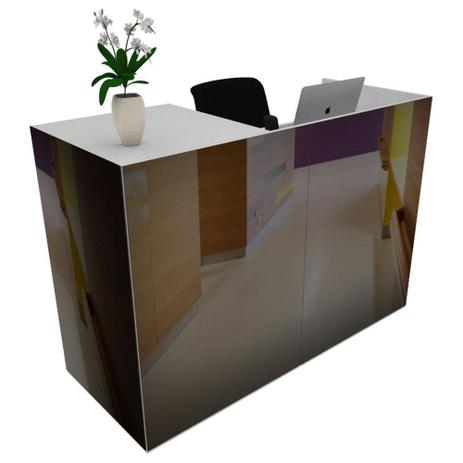 Balcão Recepção Caixa 140cm - Mdf Branco - S/Espelho 9-5 - Ondetemaqui.com Menor preço em Balcão Recepção Caixa 140cm - Mdf Branco - S/Espelho 9-5 - Ondetemaqui.com