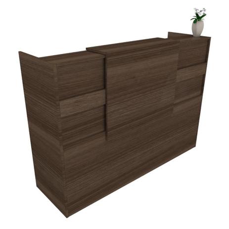 Balcão Recepção Caixa 140cm - Mdf Madeirado 1-3 - Ondetemaqui.com Menor preço em Balcão Recepção Caixa 140cm - Mdf Madeirado 1-3 - Ondetemaqui.com