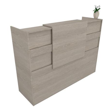 Balcão Recepção Caixa 140cm - Mdf Madeirado 1-4 - Ondetemaqui.com Menor preço em Balcão Recepção Caixa 140cm - Mdf Madeirado 1-4 - Ondetemaqui.com
