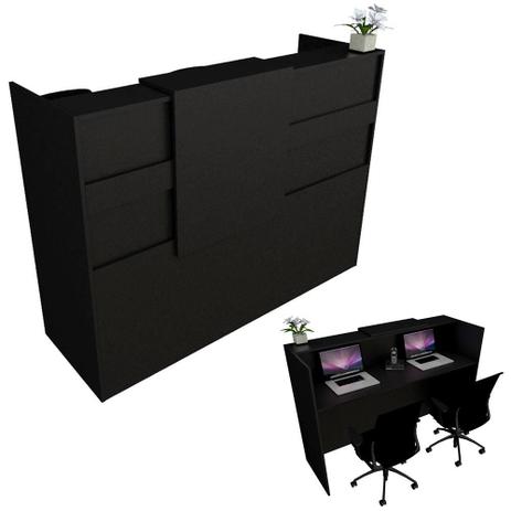 Balcão Recepção Caixa 140cm - Mdf Preto 1 - Ondetemaqui.com Menor preço em Balcão Recepção Caixa 140cm - Mdf Preto 1 - Ondetemaqui.com