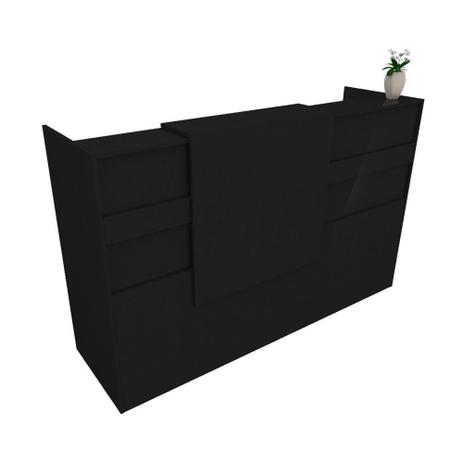 Balcão Recepção Caixa 180cm - Gaveta - MDF Preto 1 - Ondetemaqui.com Menor preço em Balcão Recepção Caixa 180cm - Gaveta - MDF Preto 1 - Ondetemaqui.com