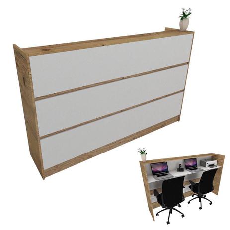 Balcão Recepção Caixa 180cm - Mdf Antiqua Rústico e Branco 19 - Ondetemaqui.com Menor preço em Balcão Recepção Caixa 180cm - Mdf Antiqua Rústico e Branco 19 - Ondetemaqui.com