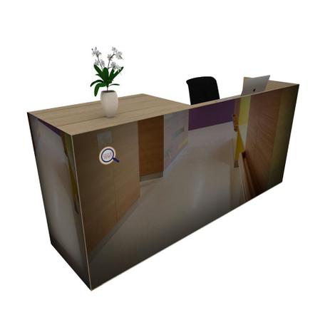 Balcão Recepção Caixa 200cm - Mdf Madeira Clara - S/Espelho 9-8 - Ondetemaqui.com Menor preço em Balcão Recepção Caixa 200cm - Mdf Madeira Clara - S/Espelho 9-8 - Ondetemaqui.com