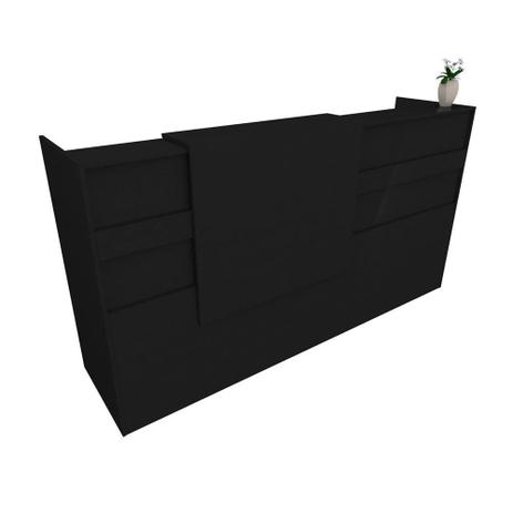 Balcão Recepção Caixa 200cm - Mdf Preto 1-2 - Ondetemaqui.com Menor preço em Balcão Recepção Caixa 200cm - Mdf Preto 1-2 - Ondetemaqui.com