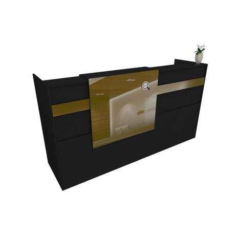 Balcão Recepção Caixa 200cm - Mdf Preto - S/Espelho 1-2 - Ondetemaqui.com Menor preço em Balcão Recepção Caixa 200cm - Mdf Preto - S/Espelho 1-2 - Ondetemaqui.com