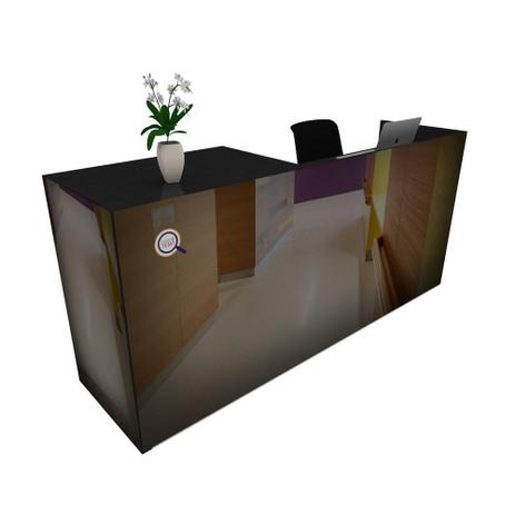 Balcão Recepção Caixa 200cm - Mdf Preto - S/Espelho 9-6 - Ondetemaqui.com Menor preço em Balcão Recepção Caixa 200cm - Mdf Preto - S/Espelho 9-6 - Ondetemaqui.com