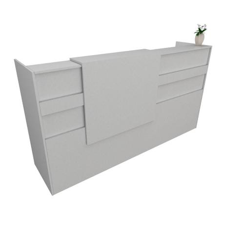 Balcão Recepção Caixa 220cm - Mdf Branco 1-1 - Ondetemaqui.com Menor preço em Balcão Recepção Caixa 220cm - Mdf Branco 1-1 - Ondetemaqui.com