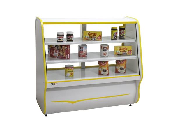 Balcão Vitrine Seco Toop 1,20m Branco Menor preço em Balcão Vitrine Seco Toop 1,20m Branco