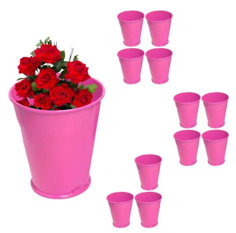 Menor preço em Balde Cachepot de Ferro Para Mesa Festa Evento 15 Anos Pequeno Rosa Com 12 (balde-p-b) - Braslu