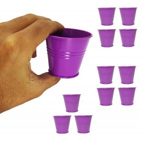 Balde Cachepot de Metal Para Mesa Festa Evento Mini Roxo Kit Com 12 (balde-p-a) - Braslu é boa?